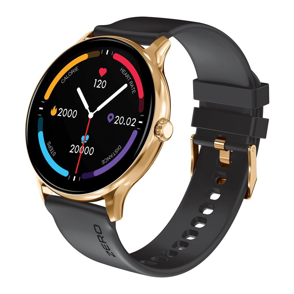 Zero Luna HD Display Golden With Black Strap Smart Watch - Main Image