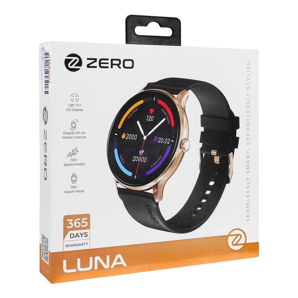 Zero Luna HD Display Golden With Black Strap Smart Watch - Image 2