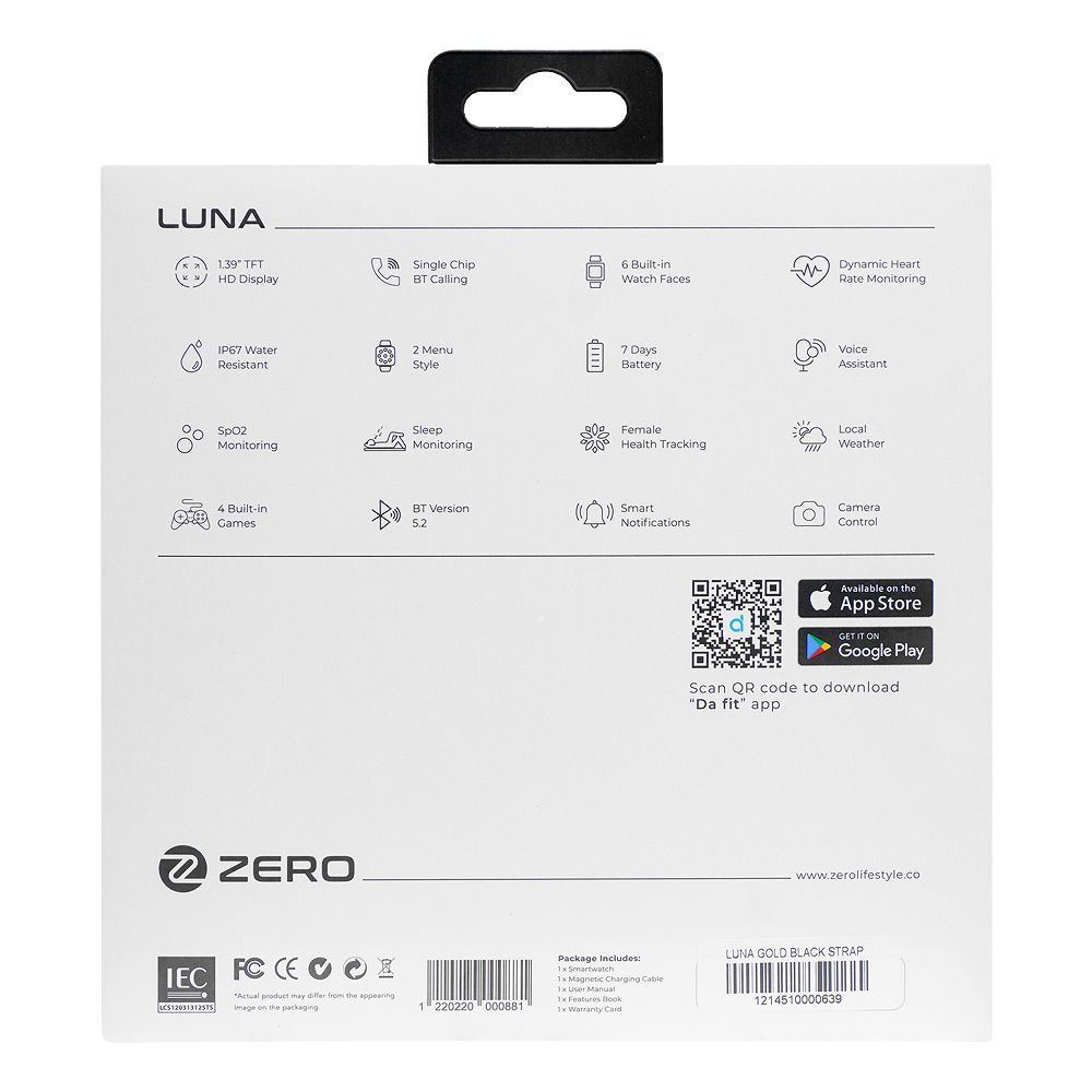Zero Luna HD Display Golden With Black Strap Smart Watch - Image 3