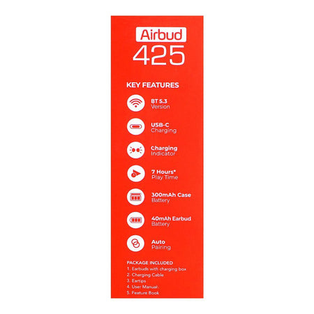 Audionic Quad Mic ENC Environmental Noise Cancellation Wireless Earbuds Airbud-425, Blue - Image 6