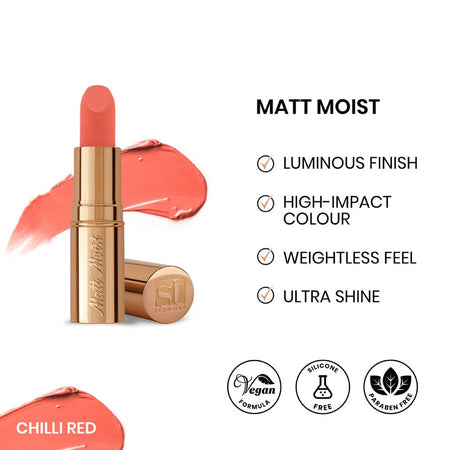 ST London Matte Moist Long Lasting Lipstick, Chilli Red - Main Image