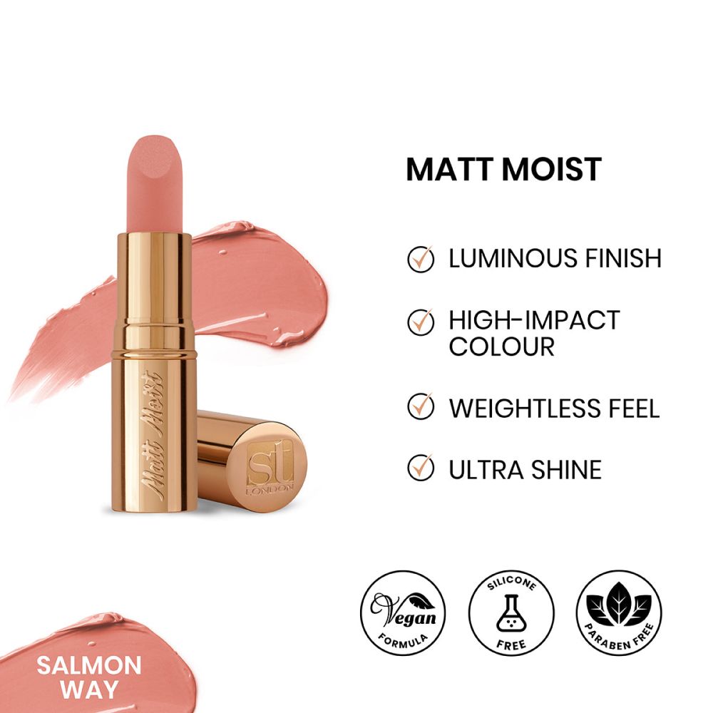 ST London Matte Moist Long Lasting Lipstick, Salmon Way - Main Image