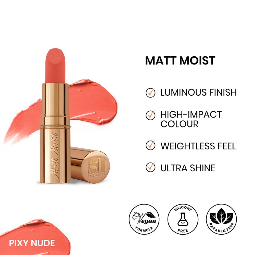 ST London Matte Moist Long Lasting Lipstick, Pixy Nude - Main Image