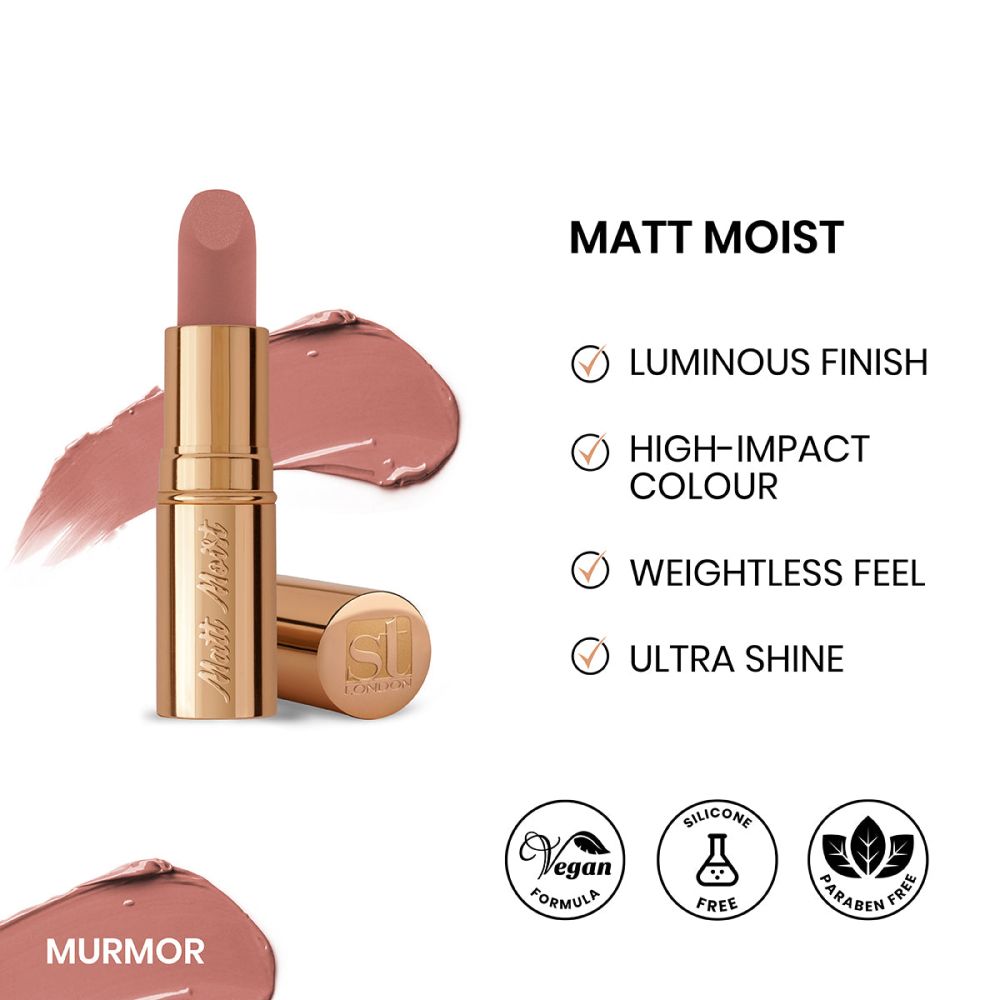 ST London Matte Moist Long Lasting Lipstick, Murmor - Main Image