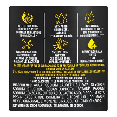 Axe Africa Squeezed Mandarin & Sandalwood Scent 3-In-1 Body, Face & Hair Wash, 400ml - Image 3
