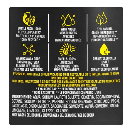 Axe Sport Blast Energizing Citrus Boost Scent 3-In-1 Body, Face & Hair Wash, 400ml - Image 3
