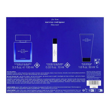 Narciso Rodriguez For Him Bleu Noir Set EDP 100ml + EDP 10ml + Shower Gel, For Men, 50ml - Image 3