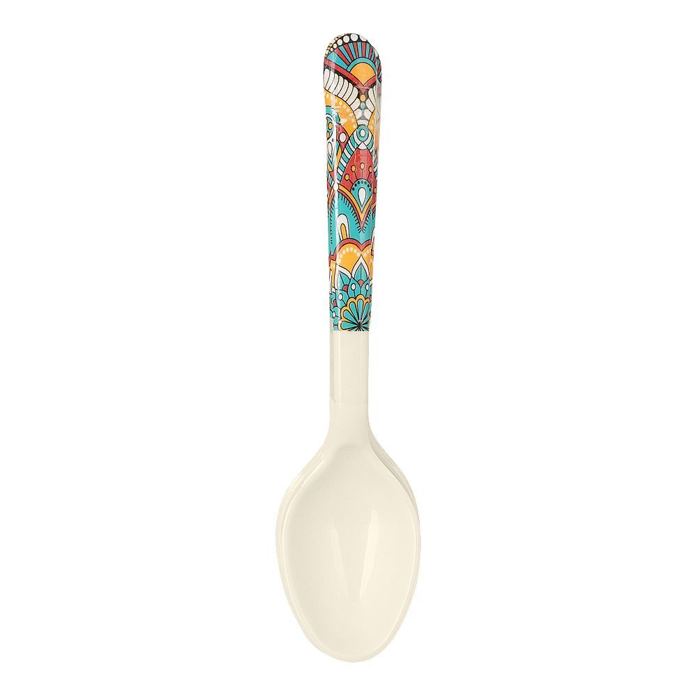 Sky Melamine Dinner Spoons, Ajrak Print, Cultural Cutlery Set, Durable Design, 6-Pack - Main Image
