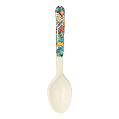 Sky Melamine Dinner Spoons, Ajrak Print, Cultural Cutlery Set, Durable Design, 6-Pack - Main Image