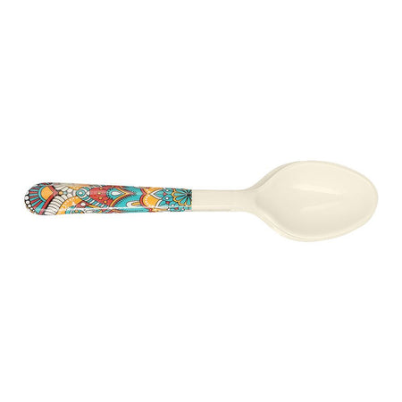 Sky Melamine Dinner Spoons, Ajrak Print, Cultural Cutlery Set, Durable Design, 6-Pack - Image 2