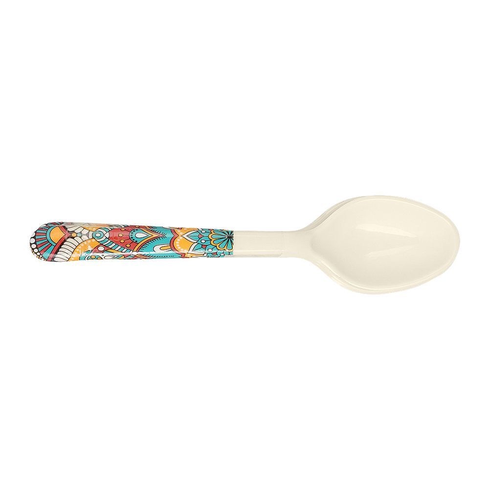 Sky Melamine Dinner Spoons, Ajrak Print, Cultural Cutlery Set, Durable Design, 6-Pack - Image 2