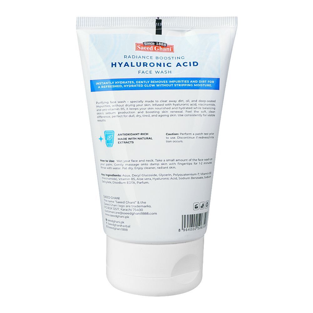 Saeed Ghani Radiance Boosting, Hyaluronic Acid, Face Wash, 100ml - Image 2