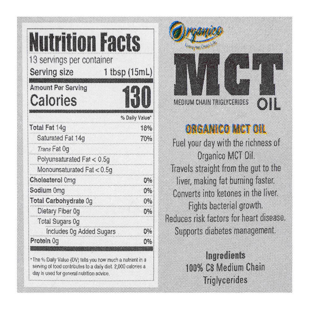 Organico MCT Oil Bottle, Cooking Oil, 500ml - Image 3