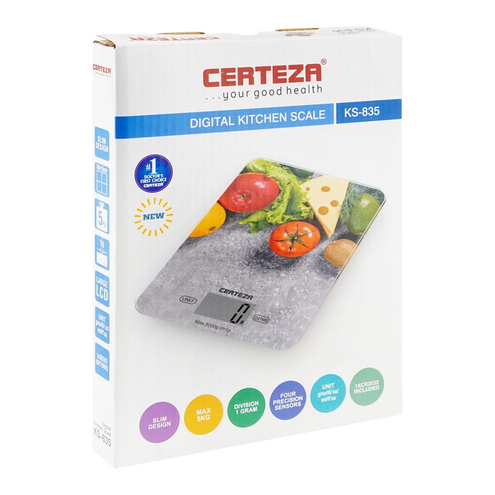 Certeza Digital Kitchen Scale, Precise Weighing for Cooking & Baking, KS-835 - Main Image
