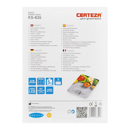 Certeza Digital Kitchen Scale, Precise Weighing for Cooking & Baking, KS-835 - Image 2