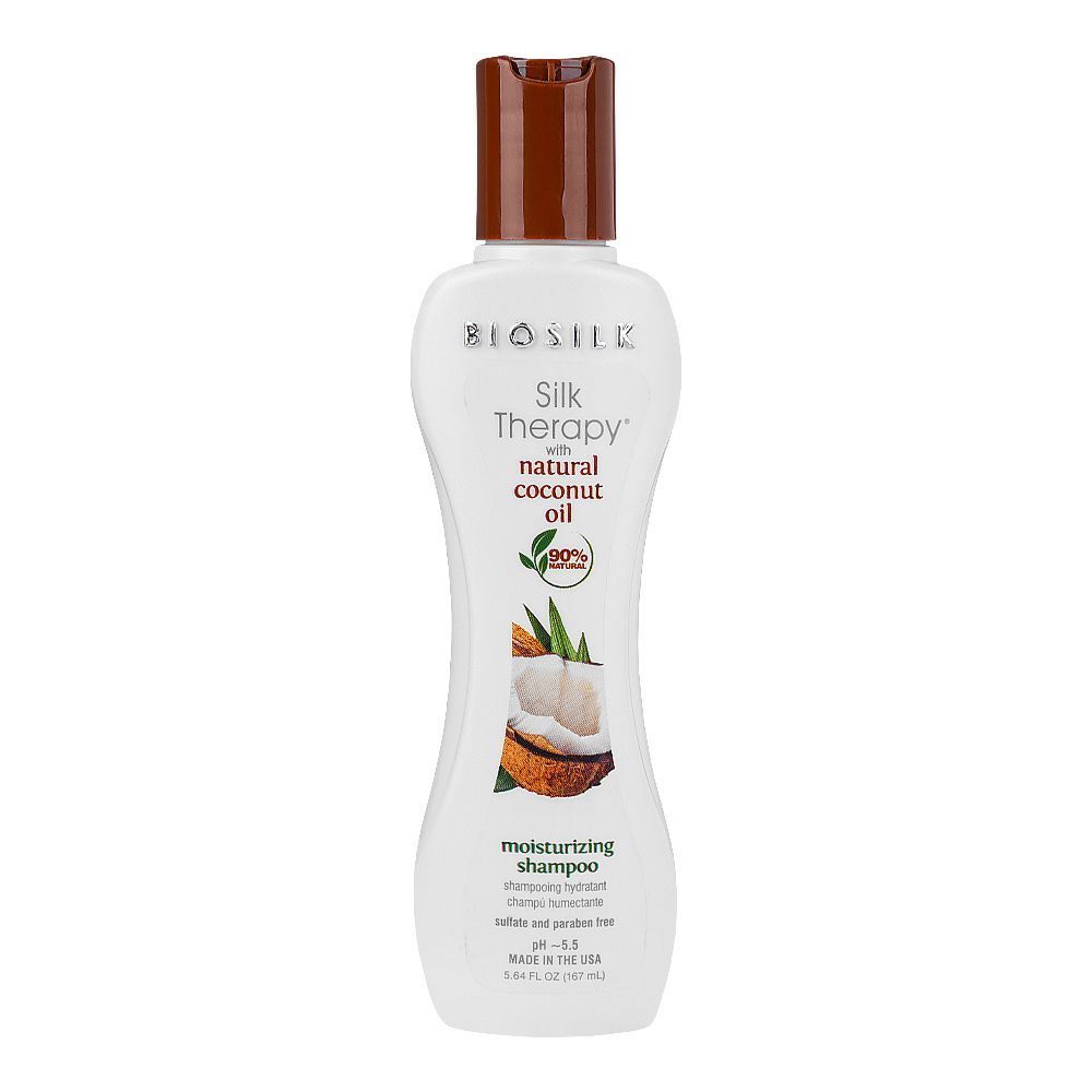 Biosilk Silk Therapy with 90% Natural Coconut Oil Moisturizing Sulfate & Paraben Free Shampoo, 167ml - Main Image