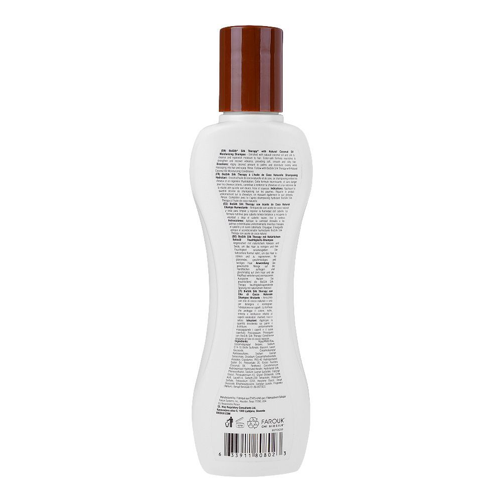 Biosilk Silk Therapy with 90% Natural Coconut Oil Moisturizing Sulfate & Paraben Free Shampoo, 167ml - Image 2