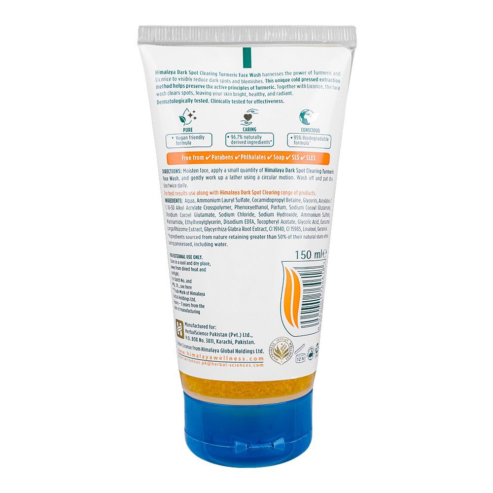 Himalaya Dark Spot Clearing Turmeric Face Wash, Paraben Free, 150ml - Image 2