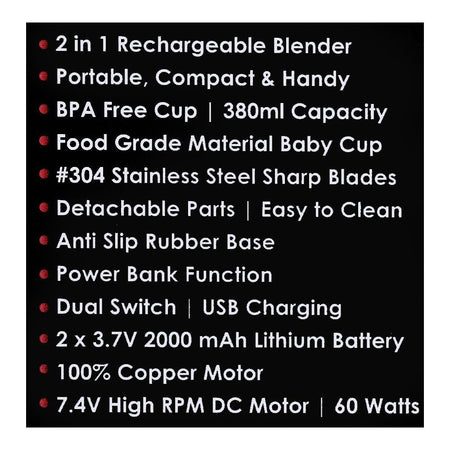 Sanford Rechargeable Blender 2 In 1, SF-6810BR - Image 6