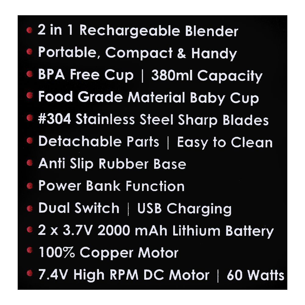 Sanford Rechargeable Blender 2 In 1, SF-6810BR - Image 6