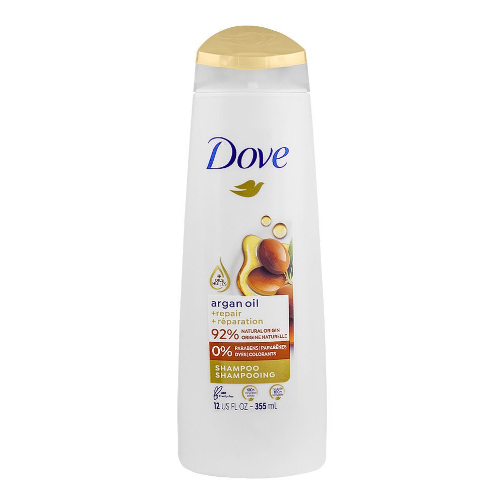 Dove Argan Oil Paraben Free Shampoo, For Damaged Hair, 355ml - Main Image