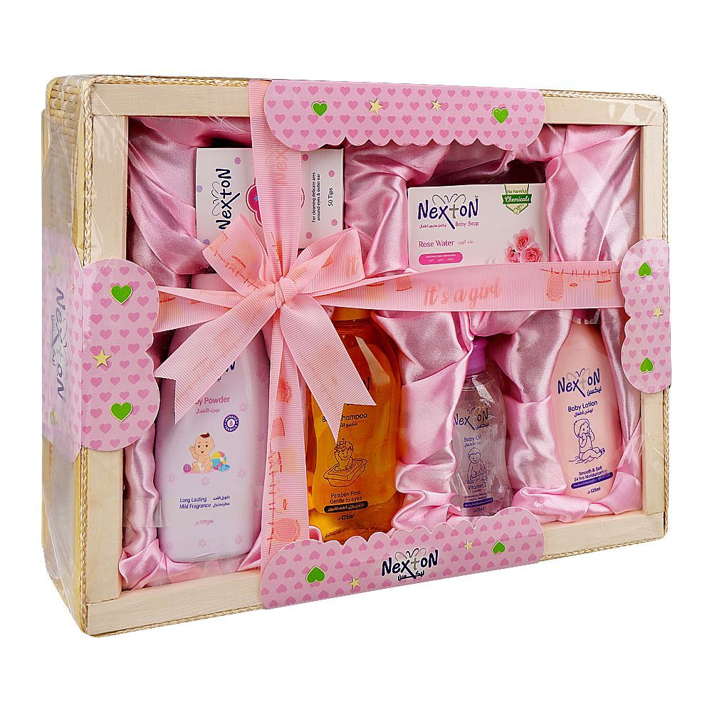 Nexton Baby Gift Set, Oil+Soap+Shampoo+Lotion+Powder+Cotton Buds, 6-Pack, Pink, NG92204 - Main Image