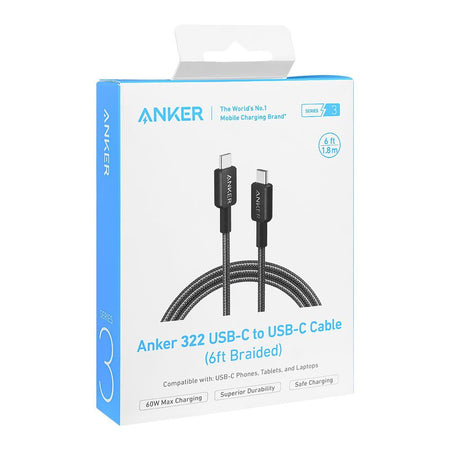 Anker 322 USB-C To USB-C Cable, 6ft Braided Back, A81F6H11 - Image 3