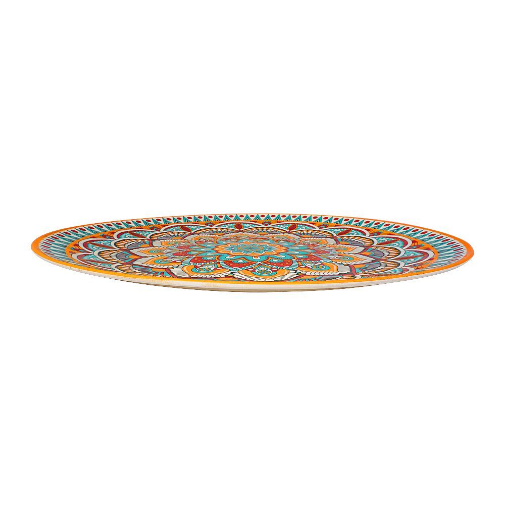 Sky Melamine Thal, Large, Ajrak Print, 18 Inches, Cultural Design, Serving Plate - Main Image