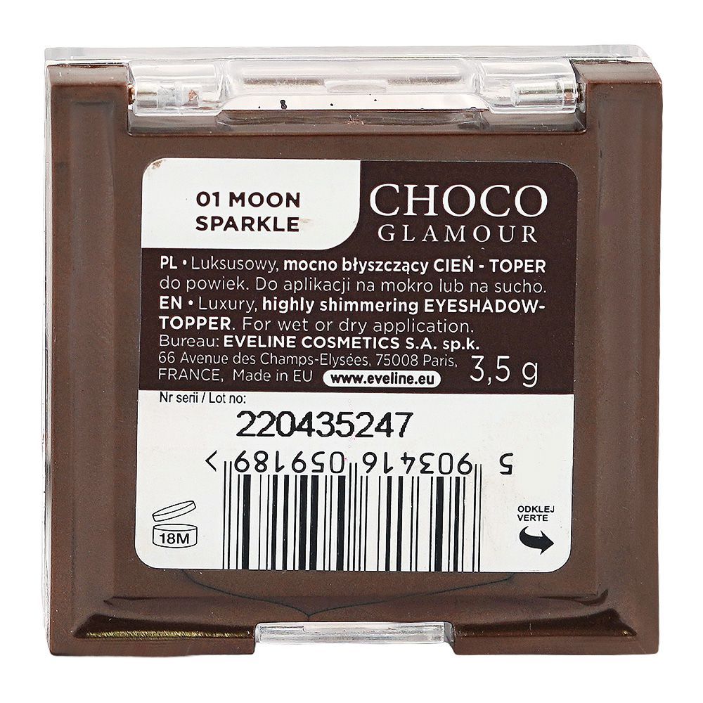 Eveline Choco Glamour Eyeshadow, 01 Moon Sparkle, 3.5g - Image 3