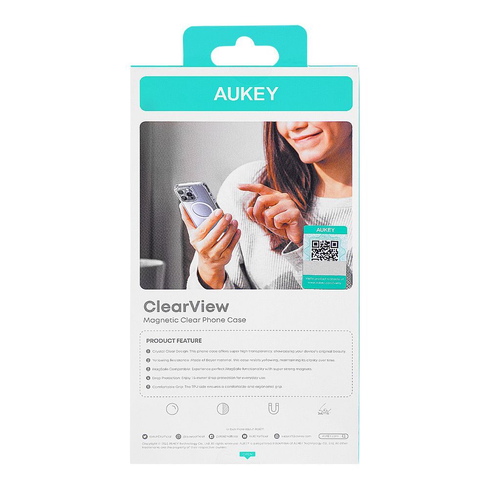 Aukey Clear View Magnetic Clear Phone Case, Transparent, For iPhone 2023 Pro 6.1", PC-TM10C - Image 2
