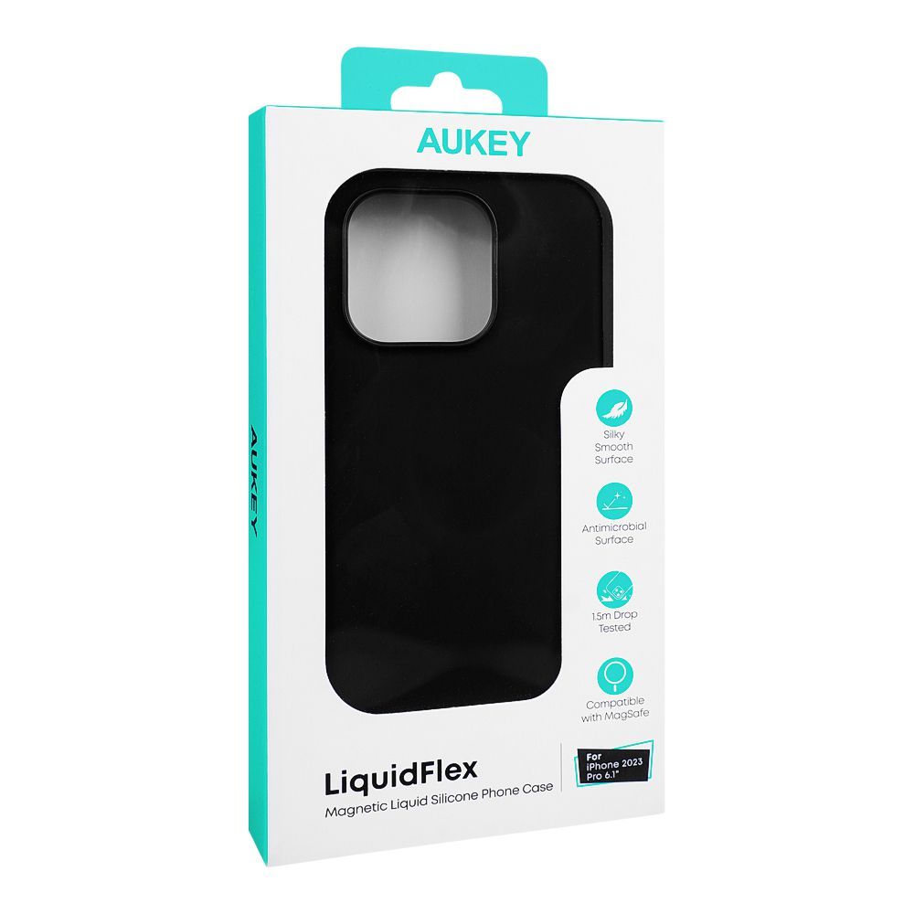 Aukey Liquid Flex Magnetic Liquid Silicone Phone Case, Black, For iPhone 2023 Pro 6.1", PC-GJ10C - Main Image