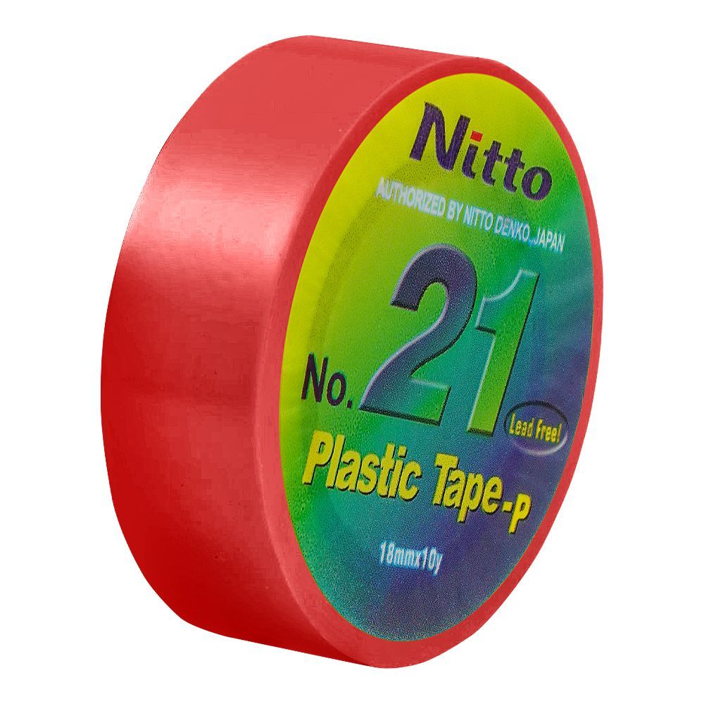 Nitto Plastic Tape, Lead Free, 18mm, Red, No.21 - Main Image
