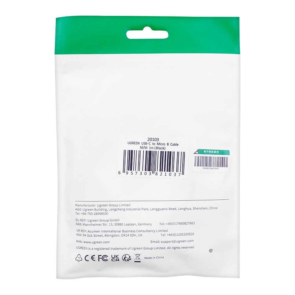 UGreen USB-C To Micro USB-B Cable 1M, 20103 - Image 3