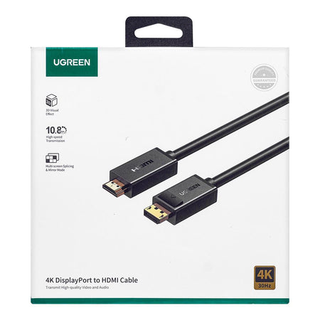 UGreen 4k Display Port to HDMI Cable 1.5M, Black, 10239 - Image 2