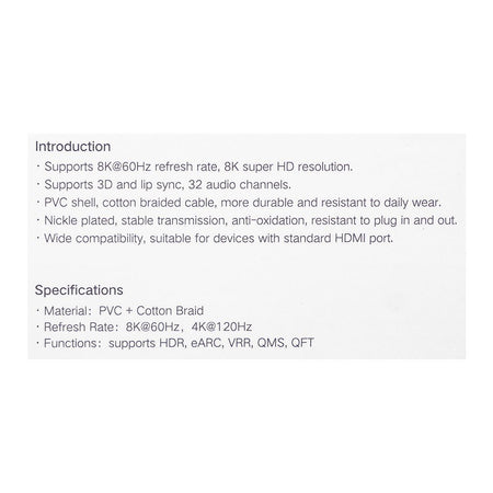 UGreen HDMI 8K Male To Male Braided Cable, 8M, 50731 - Image 4