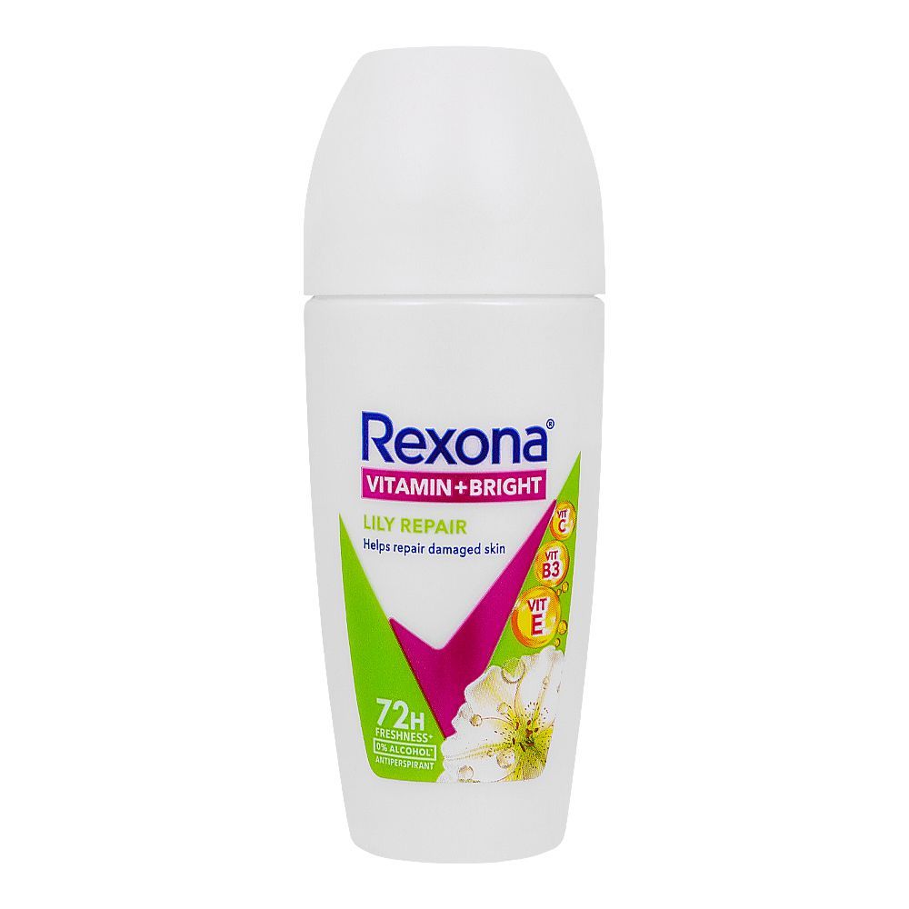 Rexona Lily Repair Antiperspirant Deodorant Roll On, 0% Alcohol, For Women, 45ml - Main Image
