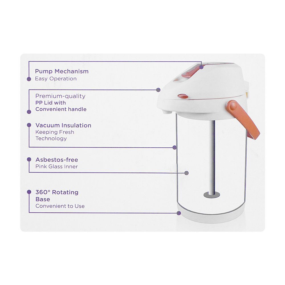 Royalford Airpot Vacuum Flask, Hot & Cold, 3000ml Capacity, RF12148 - Image 3