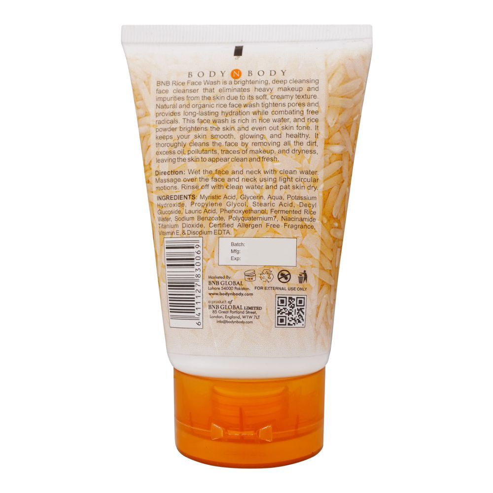 BNB Organic Source Brightening Rice Face Wash, Paraben and Sulfate Free, 120ml - Image 2