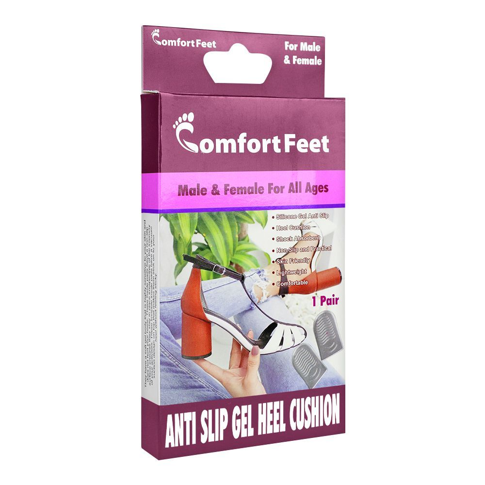 Comfort Feet Anti-Slip Gel Heel Cushion - Pain Relief Insoles, For Heel Discomfort, 1 Pair - Main Image