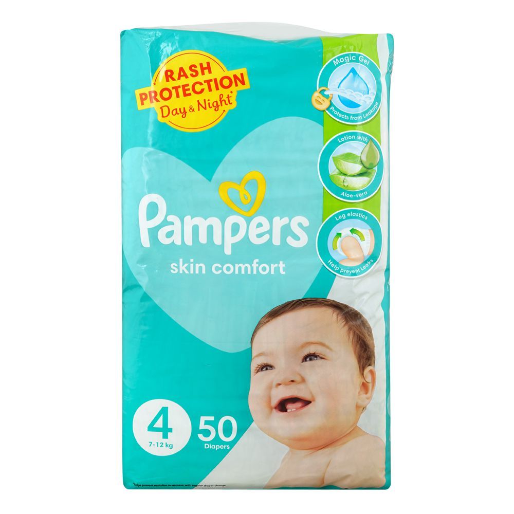 Pampers Skin Comfort Diapers, No.4, 7-12 Kg, 50-Pack - Main Image