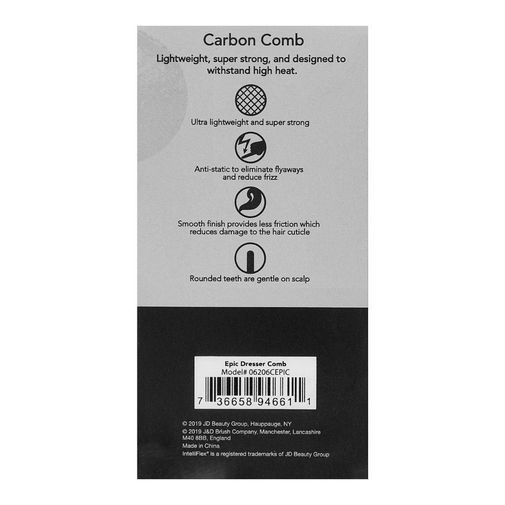 Epic Professional Carbon Dresser Comb, Black, 06206CEPIC - Image 3