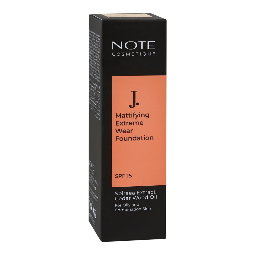 J. Note Mattifying Extreme Wear Liquid Foundation, SPF 15, 30ml, 01 Beige - Image 3