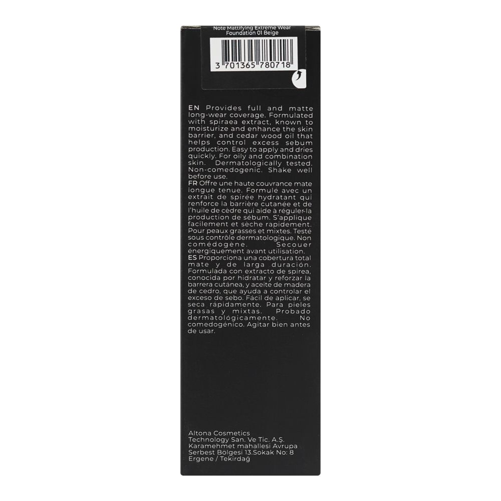J. Note Mattifying Extreme Wear Liquid Foundation, SPF 15, 30ml, 01 Beige - Image 5