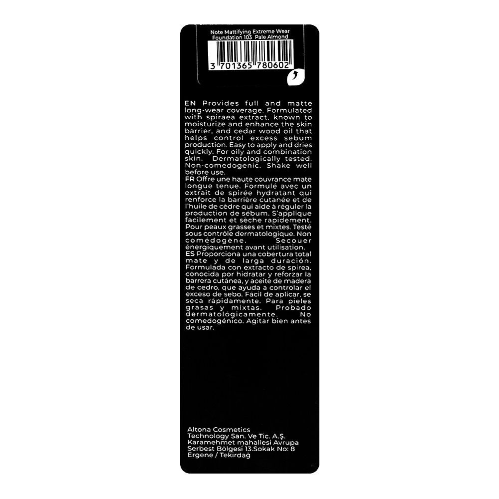 Junaid Jamshed J. Note Mattifying Extreme Wear Foundation, 103 Pale Almond, 30ml - Image 4