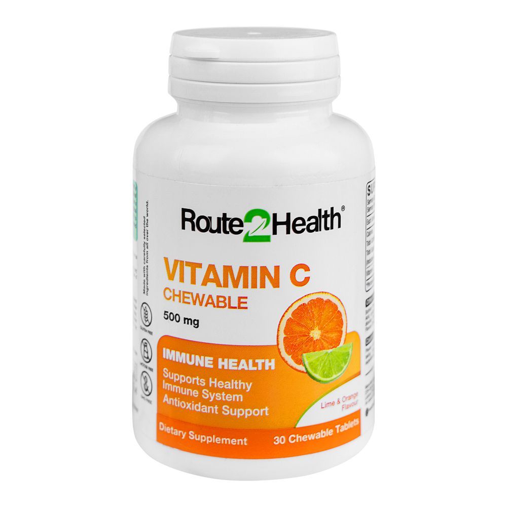 Route 2 Health Vitamin C Chewable Dietary Tablets, 500mg, 30-Pack - Main Image