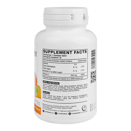 Route 2 Health Vitamin C Chewable Dietary Tablets, 500mg, 30-Pack - Image 2