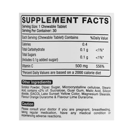 Route 2 Health Vitamin C Chewable Dietary Tablets, 500mg, 30-Pack - Image 3