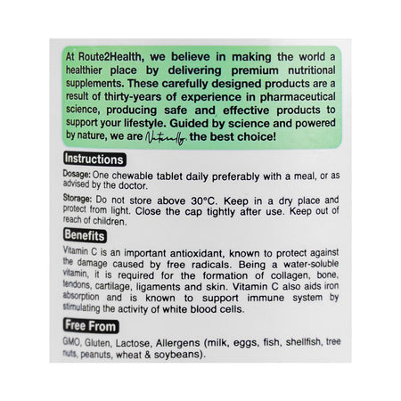 Route 2 Health Vitamin C Chewable Dietary Tablets, 500mg, 30-Pack - Image 4