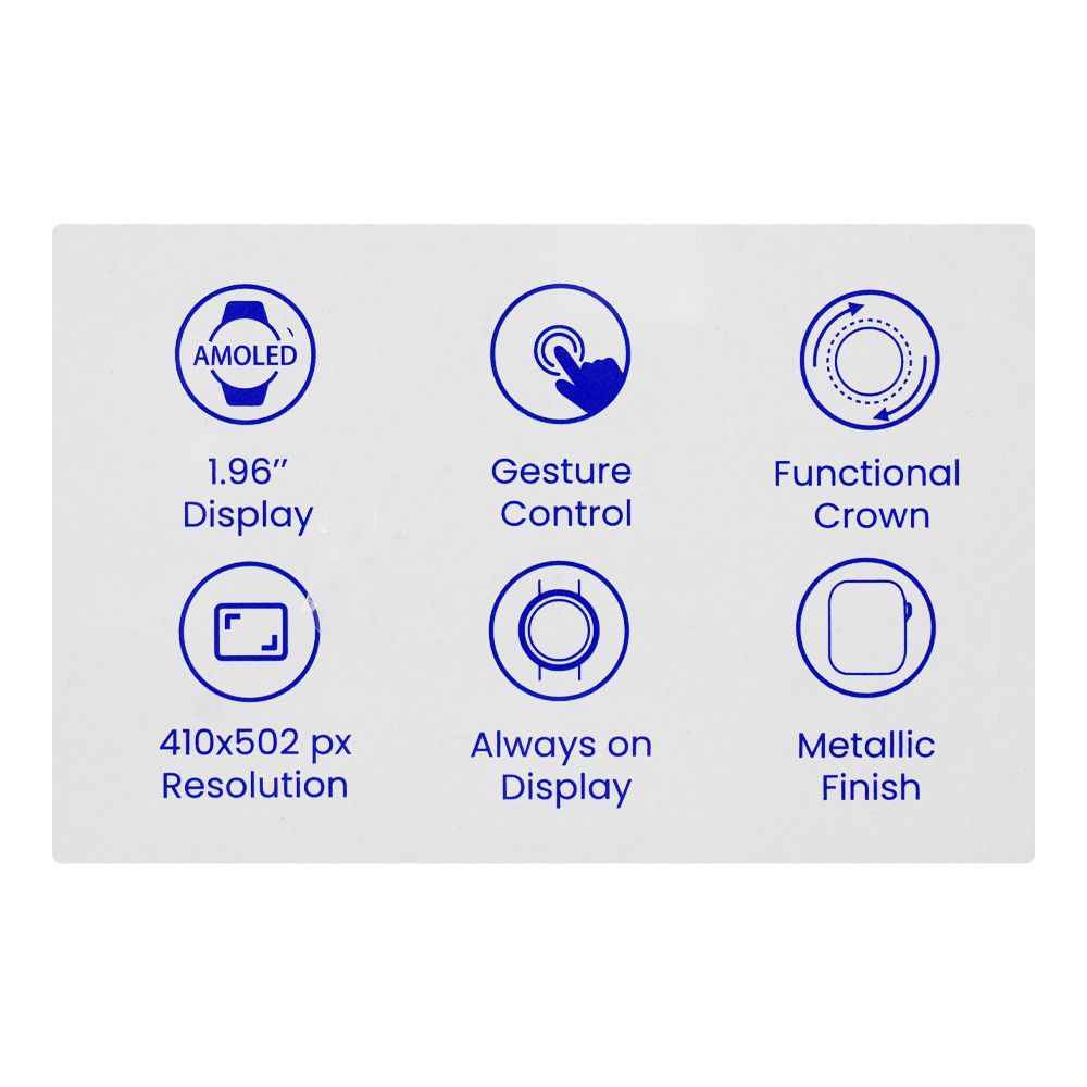 Ronin R-09 Luxury Smart Watch, 1.96" Always On Amoled Display, Silver Dial and Chain +1 Free Black Silicon Strap - Image 5