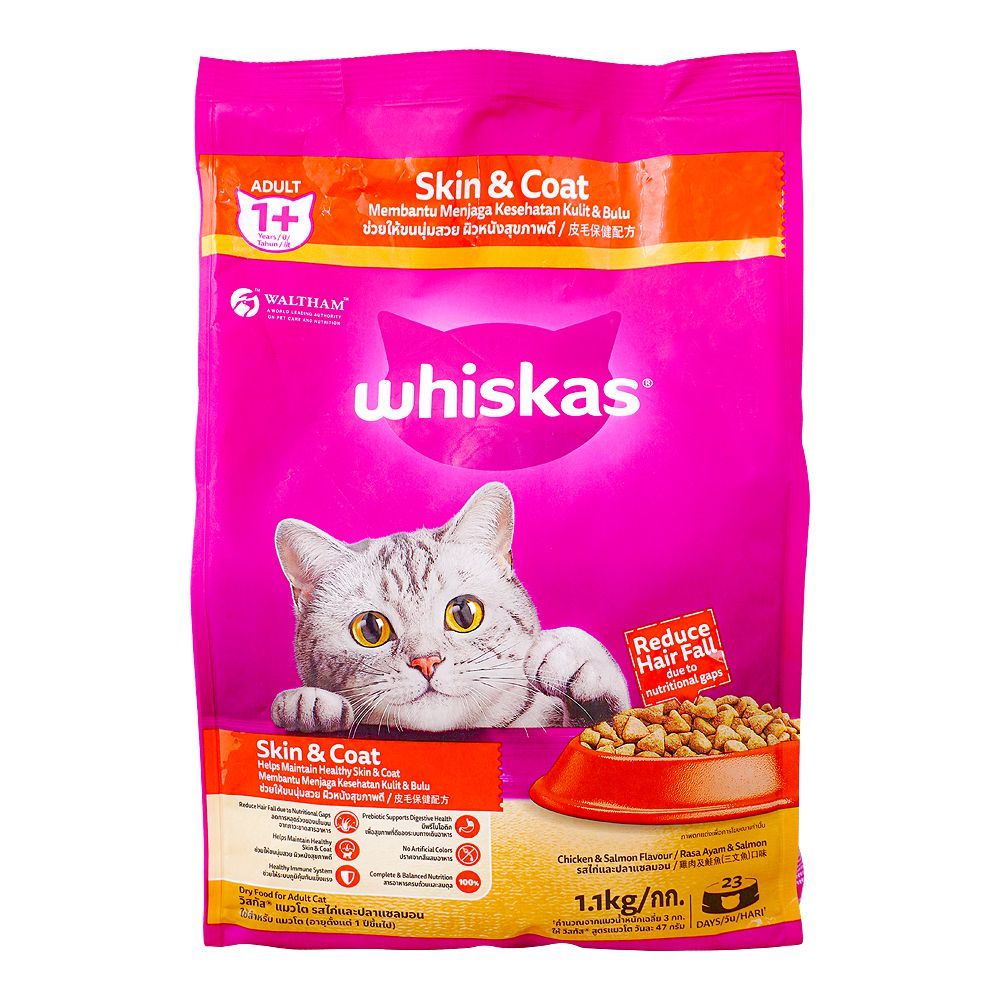 Whiskas Chicken & Salmon Flavor Cat Food, 1.1Kg - Main Image